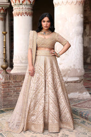 Champagne Gold Bridal Lehenga Choli by Waqas Shah featuring intricate hand embroidery and luxury bridal craftsmanship