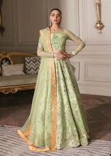 Daisy Light Green Pakistani Mehndi lehenga choli by Waqas Shah Official