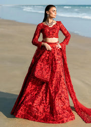 Red bridal lehenga choli Ruby by Waqas Shah Lahore Pakistani designer bridal dress
