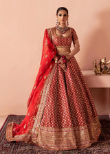 Red bridal lehenga choli by Waqas Shah luxury Pakistani designer wedding dress