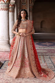 Traditional Red Bridal Lehenga Choli by Waqas Shah with exquisite hand embroidery and luxurious Pakistani bridal craftsmanship