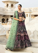 Zarqa Bano black Pakistani bridal lehenga choli by Waqas Shah Official