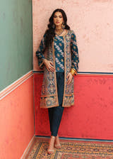 Khas Mahal Zinc Pakistani formal open front gown with trouser by Waqas Shah Official