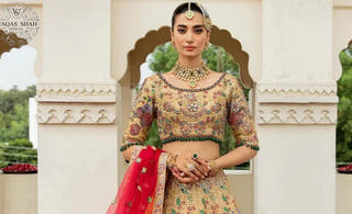 Best Mehndi Dresses 2026 featuring new Mehndi Lehenga Choli designs for brides by Waqas Shah Official
