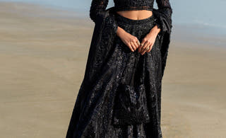Black Musk black formal and bridesmaid lehenga choli by Waqas Shah