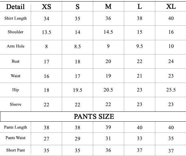 NAZNEEN size chart