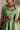 Zeba pistachio green Pakistani choli close-up with square neckline hand worked in zardozi, dabka and mirror work