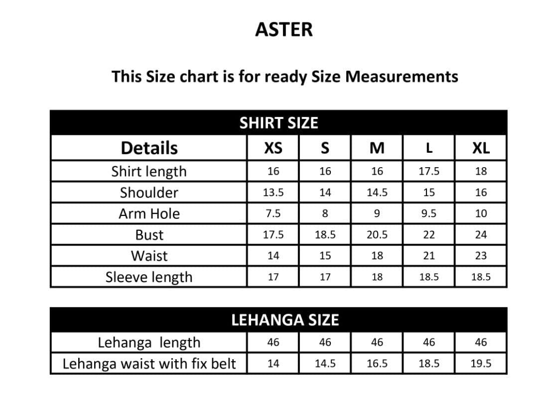 ASTER size chart