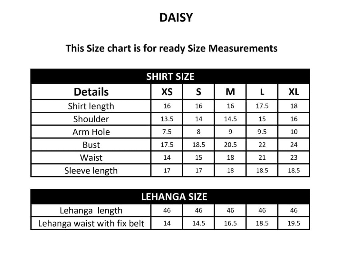 DAISY size chart