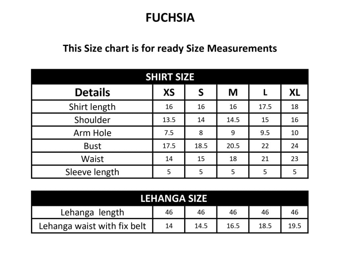 FUCHSIA size chart