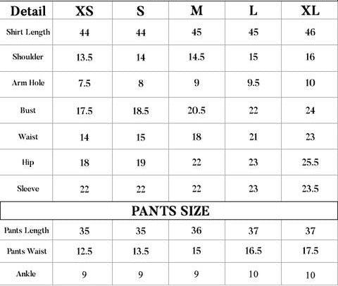 IVORY SAWN size chart