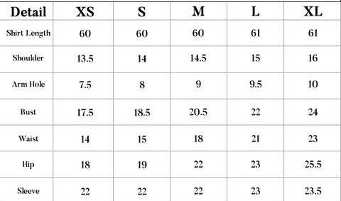 MEHAR UN NISA size chart