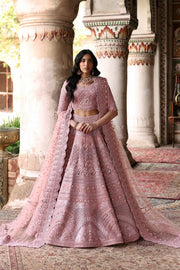 Blush Pink Bridal Lehenga Choli by Waqas Shah with luxury hand embroidery for Pakistani wedding couture
