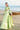 Mint Bloom mint green bridal lehenga choli, full-length side view with flared sequin skirt