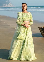 Mint green bridal lehenga choli Mint Bloom by Waqas Shah Lahore Pakistani designer bridal dress

