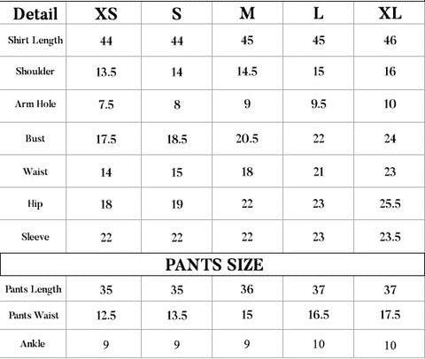SAAVAN size chart