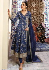 DUR-E-SHAHWAR Blue luxury Pakistani Pishwas by Waqas Shah Official