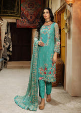 Firozi luxury pret Pakistani three piece dress by Waqas Shah Official