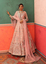 Crepe Pink Bridal Maxi with crystal embellishment and Net Dupatta by Waqas Shah Official