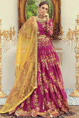 KASHISH Pink Lehenga Choli with Gold handwork and Organza dupatta by Waqas Shah Official