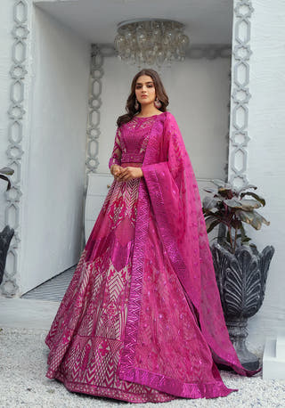 Pink embellished Net Choli with detailed front back and sleeves by Waqas Shah Official